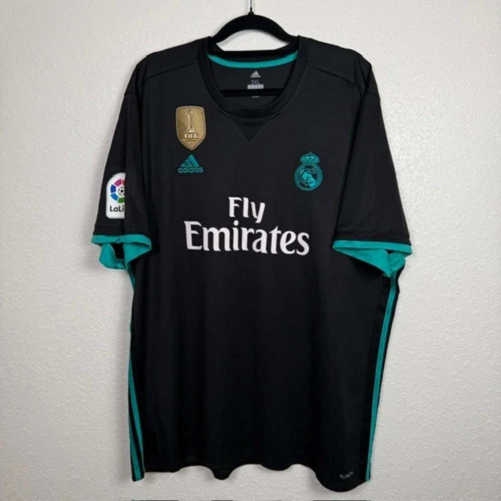 Adidas Real Madrid‎ 2017/2018 Away Jersey 12 Champions Cardiff 2017 Black 3XL